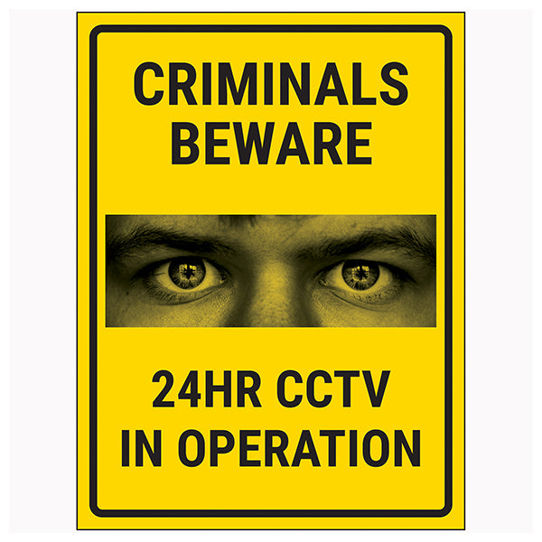 Criminals Beware 24HR CCTV Safety Sign Deter Homeowners