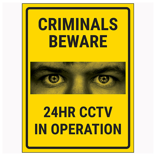 Criminals Beware 24HR CCTV Safety Sign Deter Homeowners