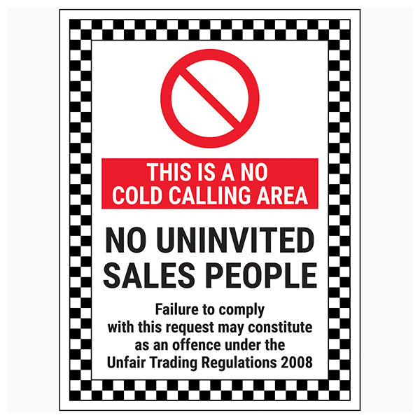No Cold Calling Safety Sign For Homeowners Deters Sales