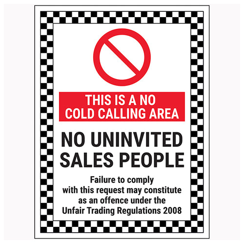 No Cold Calling Safety Sign For Homeowners Deters Sales
