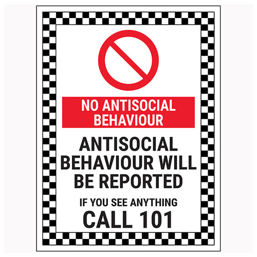 No Antisocial Behaviour Safety Sign Deter Callers Homeowner