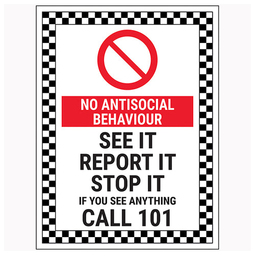 No Antisocial Behaviour Safety Sign Deter Crime Residents