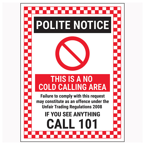 No Cold Calling Safety Sign Neighborhood Watch Deter