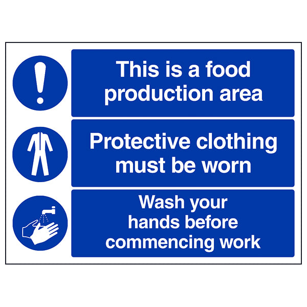 Food Production Area Safety Sign Kitchen Staff Compliance