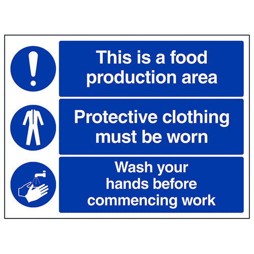 Food Production Area Safety Sign Kitchen Staff Compliance
