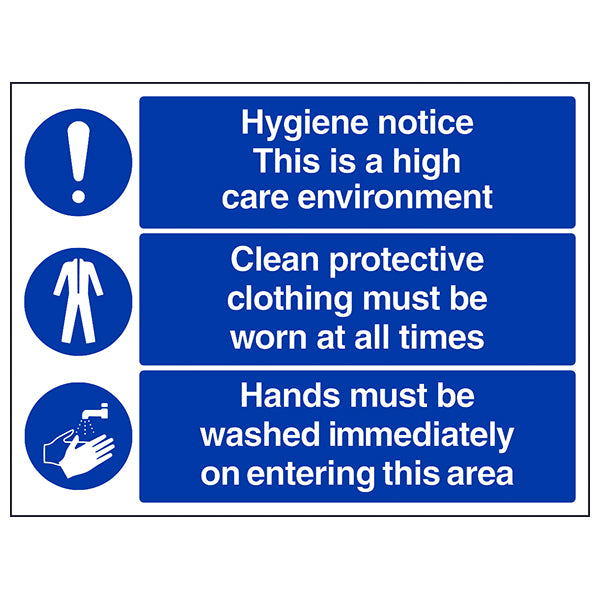 Hygiene Notice High Care Safety Sign For Kitchen Staff