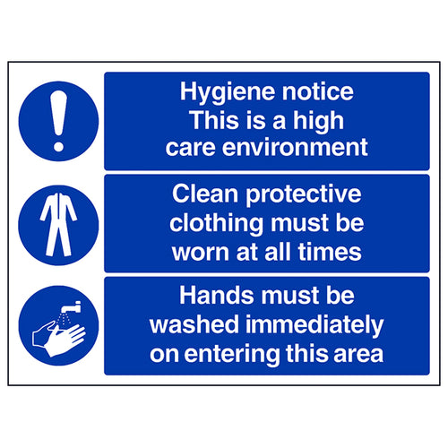 Hygiene Notice High Care Safety Sign For Kitchen Staff