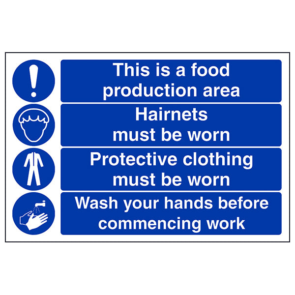 Essential Food Production Area Hairnets Safety Sign