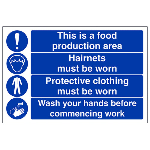 Essential Food Production Area Hairnets Safety Sign