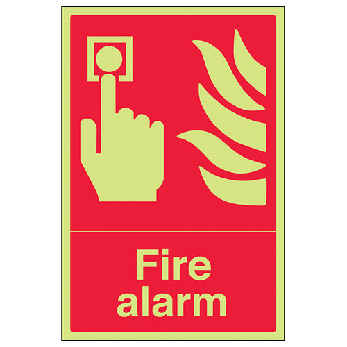 GITD Fire Alarm Safety Sign Photoluminescent For Facilities