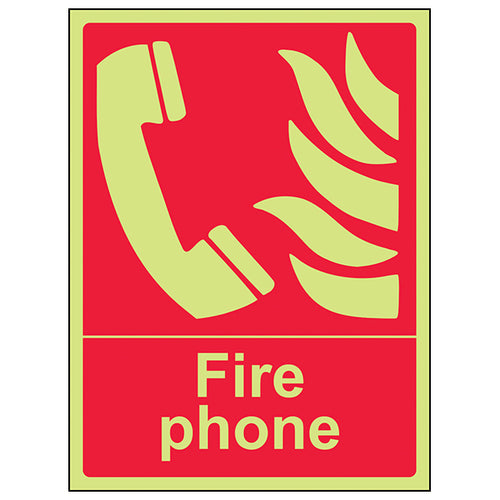 GITD Fire Phone Safety Sign Photoluminescent For Worksites