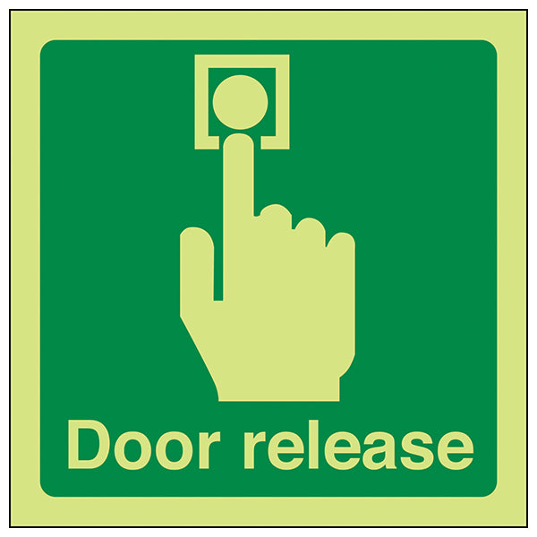 GITD Door Release Safety Sign Photoluminescent For Staff