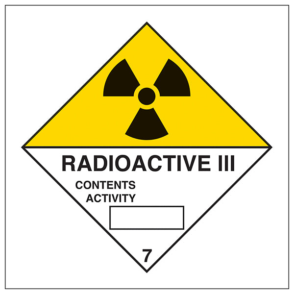Radioactive III Safety Sign Durable Vinyl For Workers