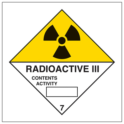 Radioactive III Safety Sign Durable Vinyl For Workers