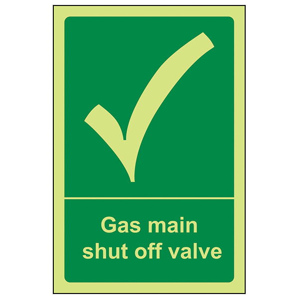 GITD Gas Main Shut Off Valve Safety Sign For Staff