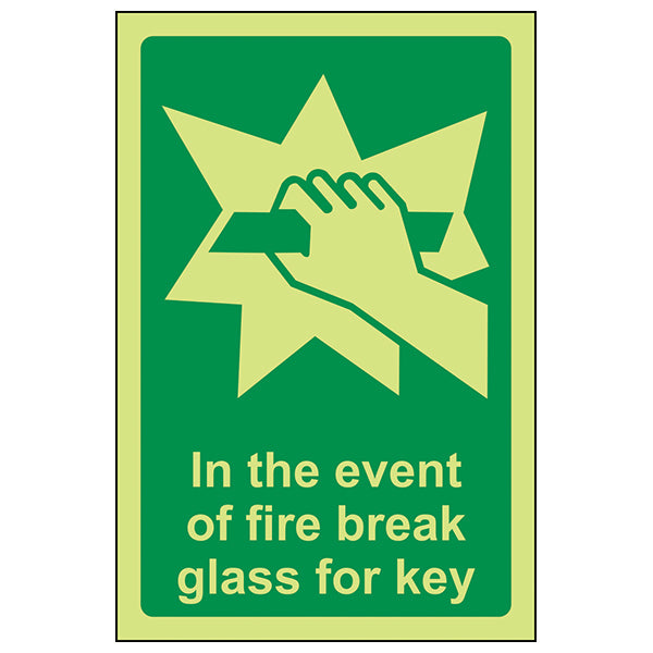 Photoluminescent Break Glass For Key Safety Sign Workplace