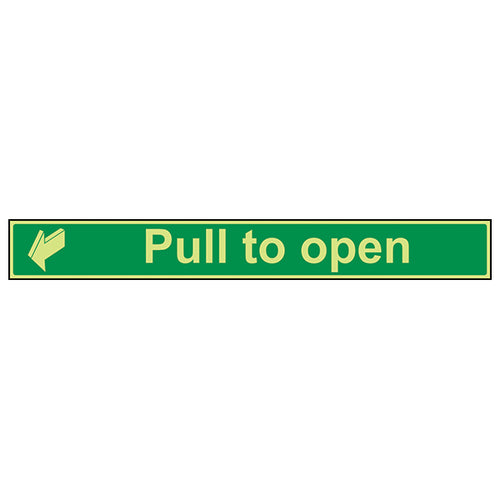 GITD Pull To Open Safety Sign Long Landscape For Workplace