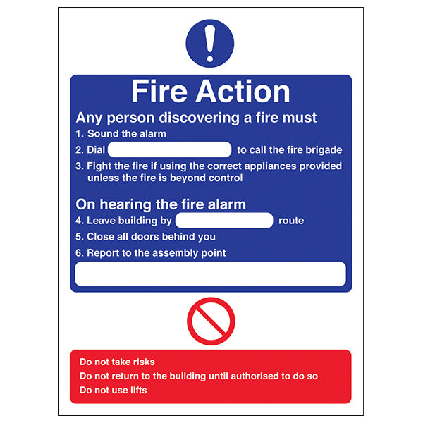 Fire Action Safety Sign BS 5499 Compliant For Workplaces