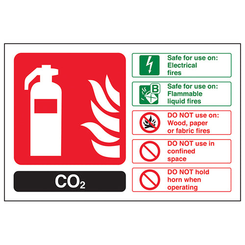 CO2 Fire Extinguisher Safety Sign BS Compliant For Workplace