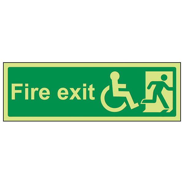 GITD Wheelchair Fire Exit Safety Sign Glow For Facilities