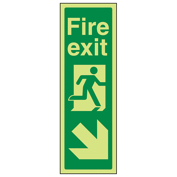 GITD Fire Exit Arrow Down Right Safety Sign For Offices