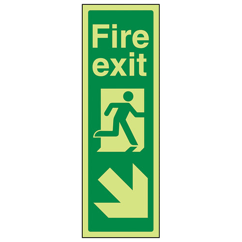 GITD Fire Exit Arrow Down Right Safety Sign For Offices