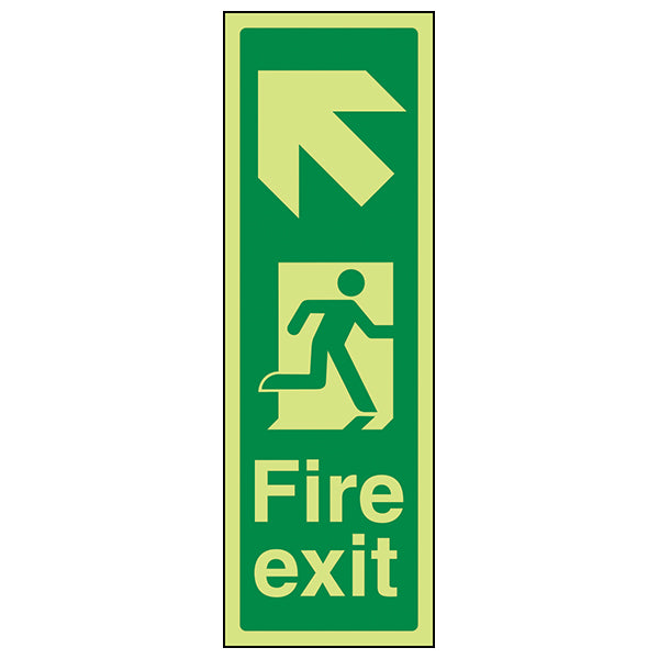 GITD Fire Exit Arrow Up Left Safety Sign For Buildings