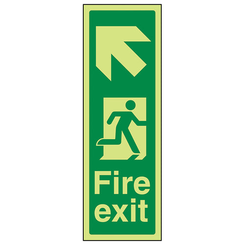 GITD Fire Exit Arrow Up Left Safety Sign For Buildings