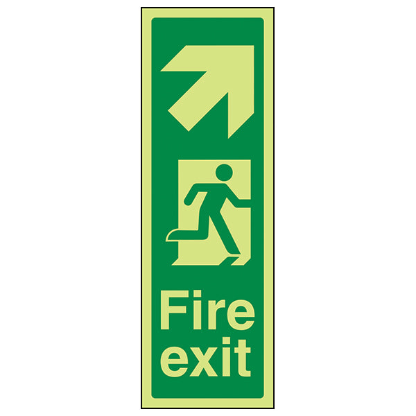Glow Fire Exit Arrow Up Right Safety Sign For Buildings