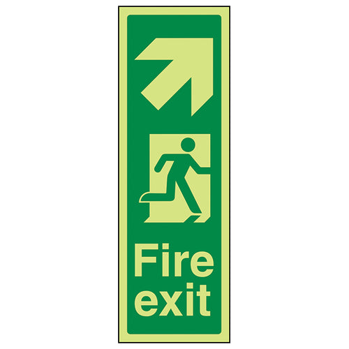 Glow Fire Exit Arrow Up Right Safety Sign For Buildings