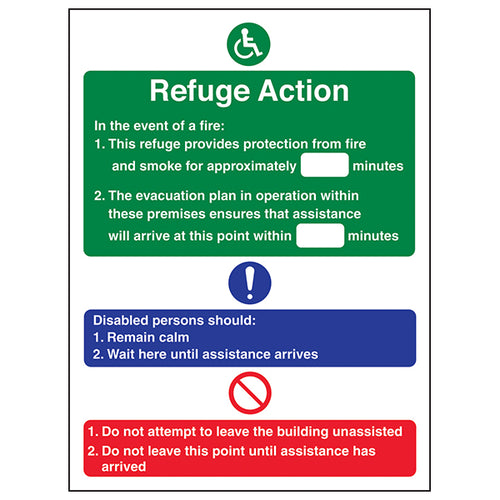 Refuge Action Safety Sign Compliant EN ISO 7010 Workplace