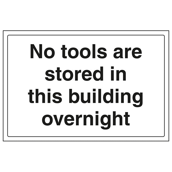 No Tools Stored Safety Sign Durable EN ISO Essential Staff