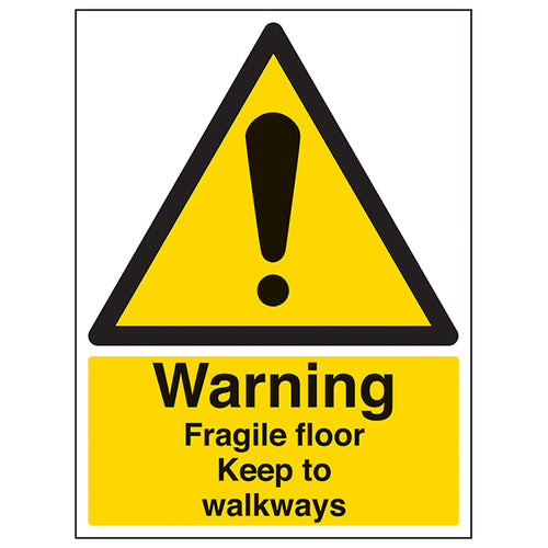 Warning Fragile Floor Sign Portrait For Workplace Safety